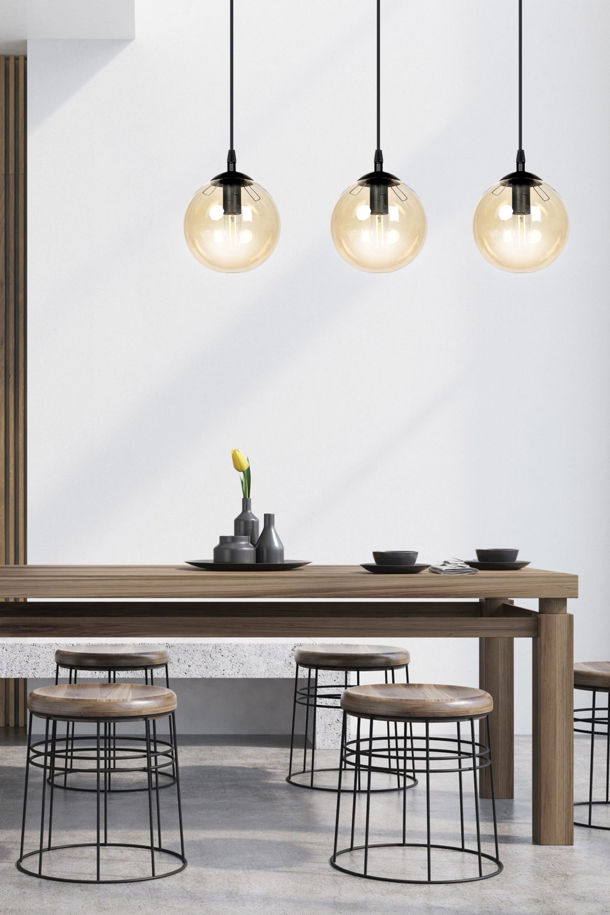 Emibig Cosmo lampa wisząca 3x10 W czarna-bursztynowa 713/3
