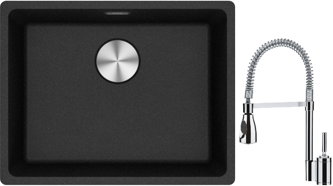 Franke Maris MRG 110-52 zlewozmywak 52x40 cm Fragranite onyx z baterią kuchenną Sentinel chrom (1250687253, 1150029591) - Wysyłka w 24h