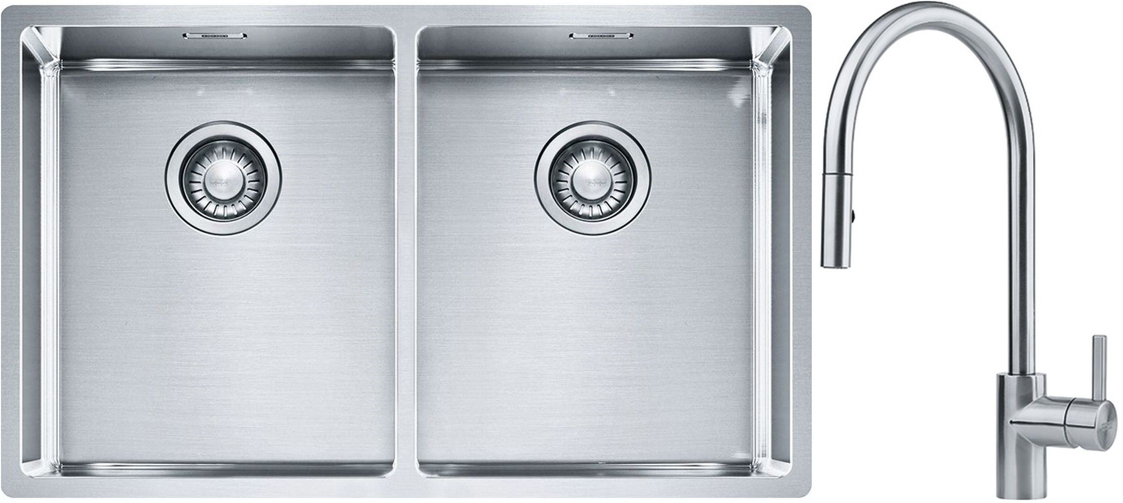 Franke Box BXX 220/120 34-34 zlewozmywak 74x45 cm stalowy z baterią kuchenną Eos stal szlachetna (1270370188, 1150590045)