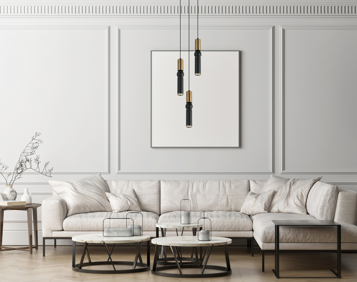 Italux Isidora lampa wisząca 3x25 W czarna-brązowa PND-14290-3-BRO-BK