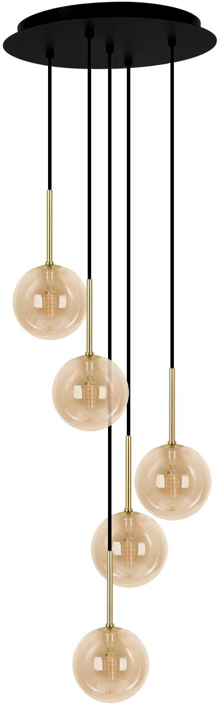 Kaja Galaxy lampa wisząca 5x10 W czarna-złota-bursztynowa K-5561