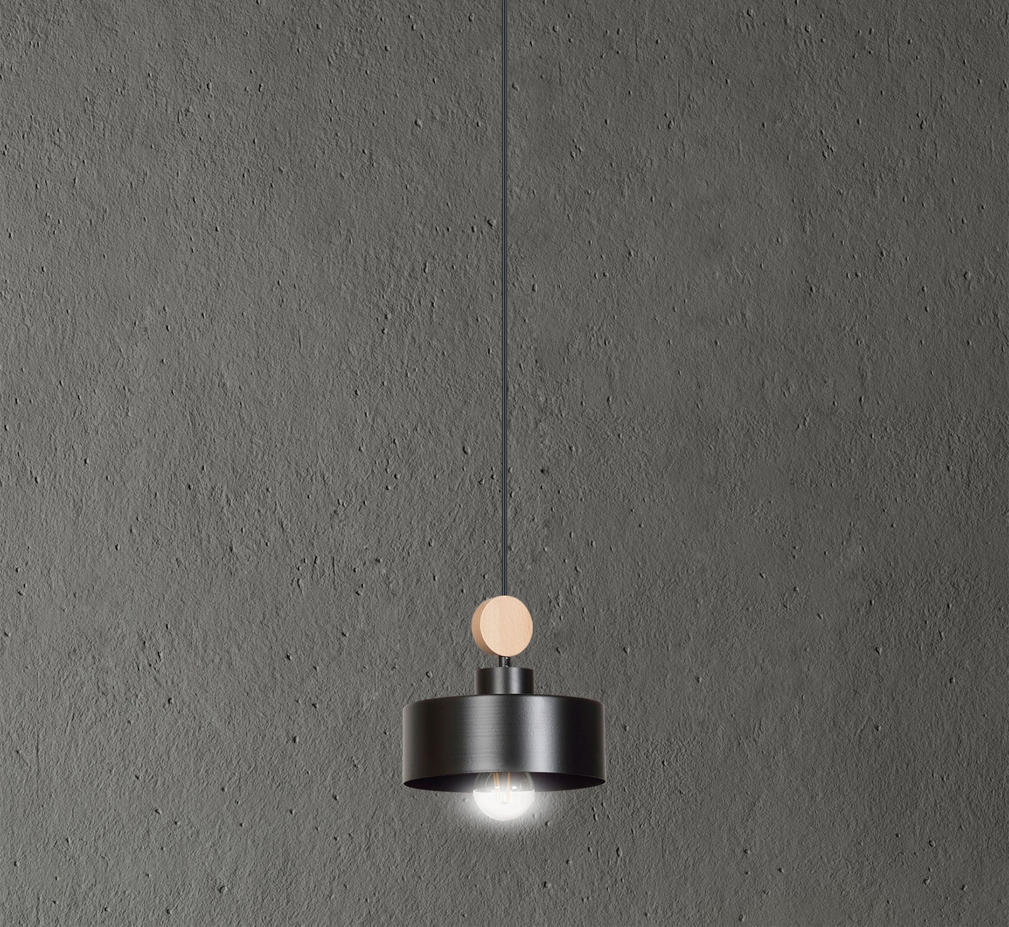 Emibig Tuniso lampa wisząca 1x15 W czarna-drewno 582/1