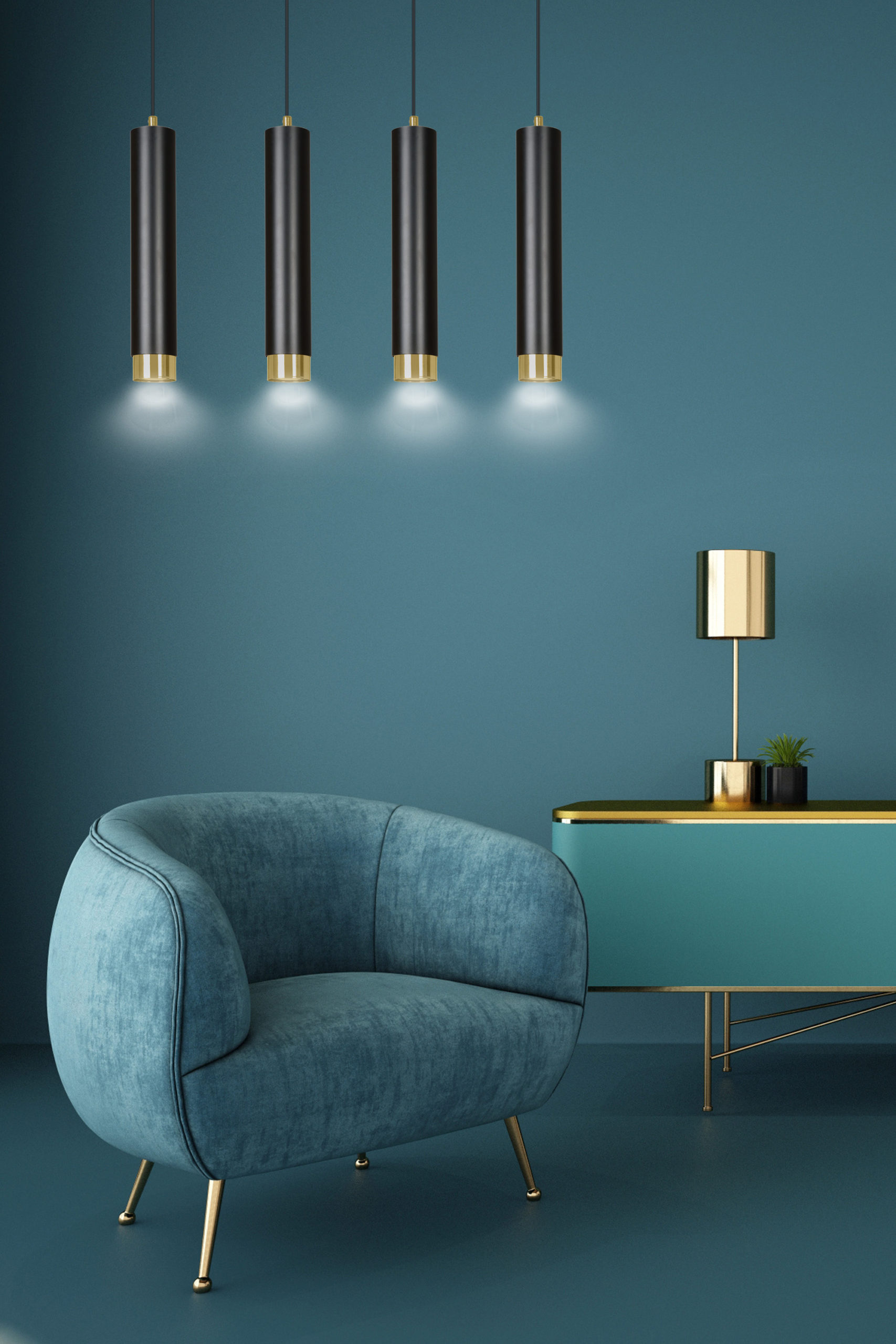 Emibig Kibo lampa wisząca 3x8 W czarna-złota 644/3