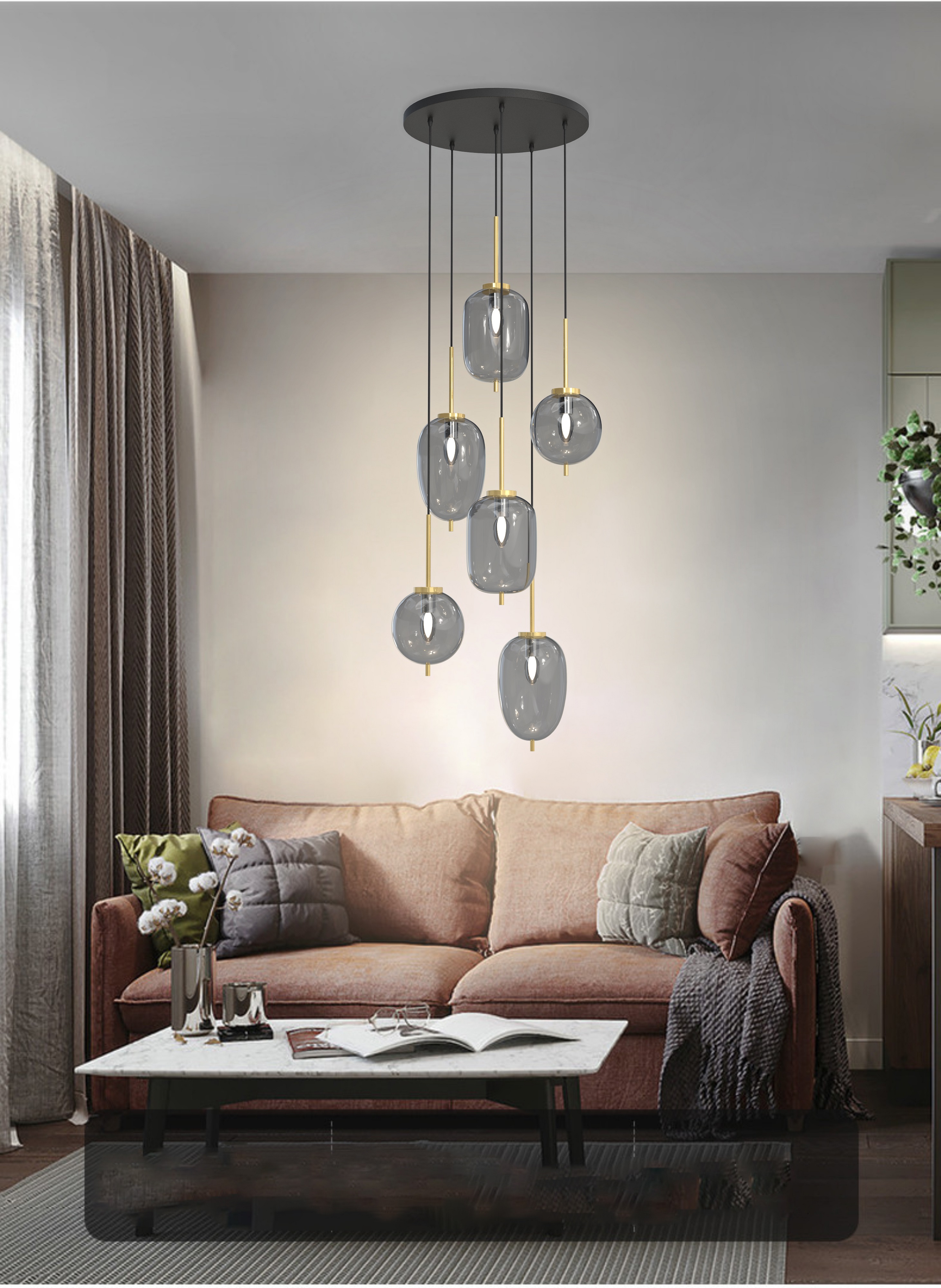Aviano Belleville lampa wisząca 6x40 W czarna 5007-502