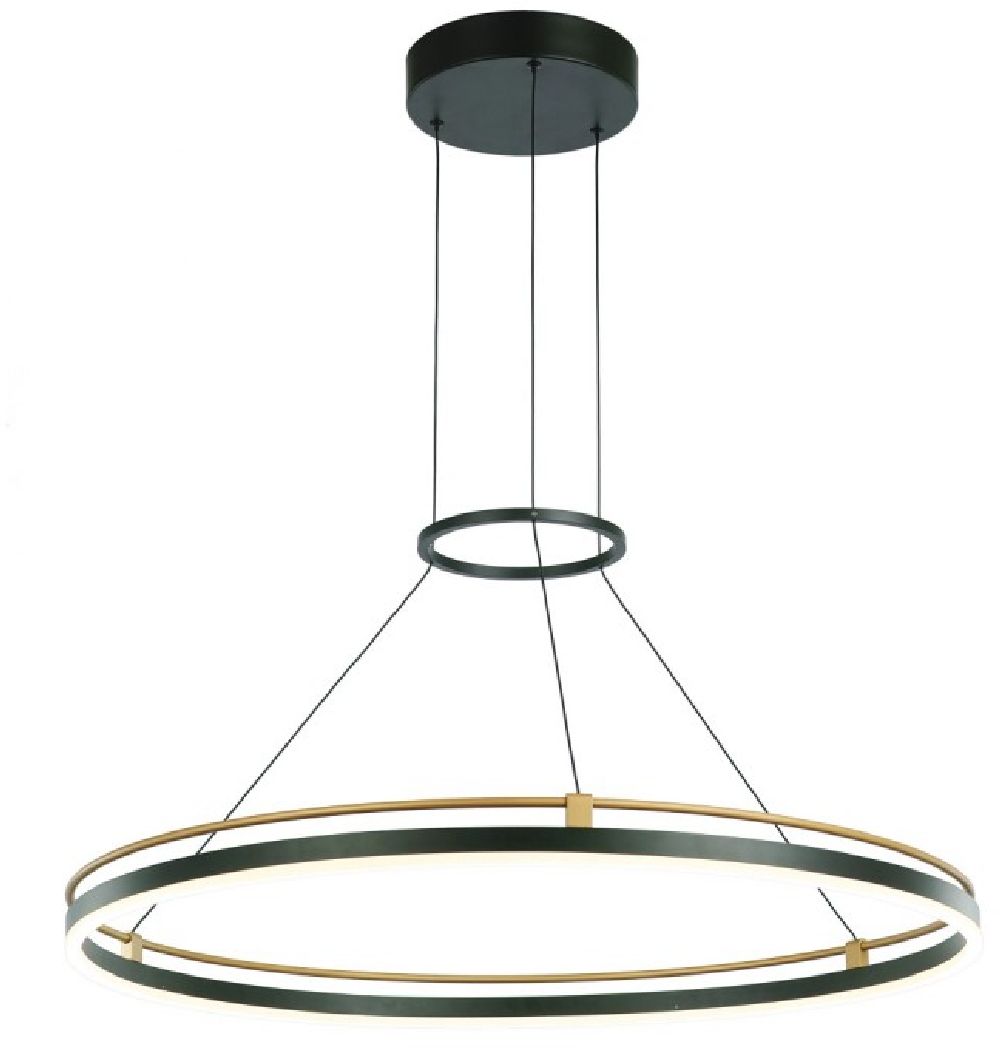 Italux Merlot lampa wisząca 1x28 W czarna PND-54638R-28W-3K-BK-GD