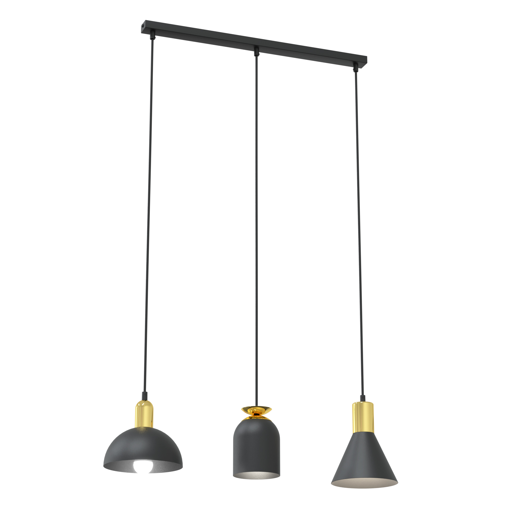 Emibig Fox lampa wisząca 3x10 W czarna-złota 1402/3