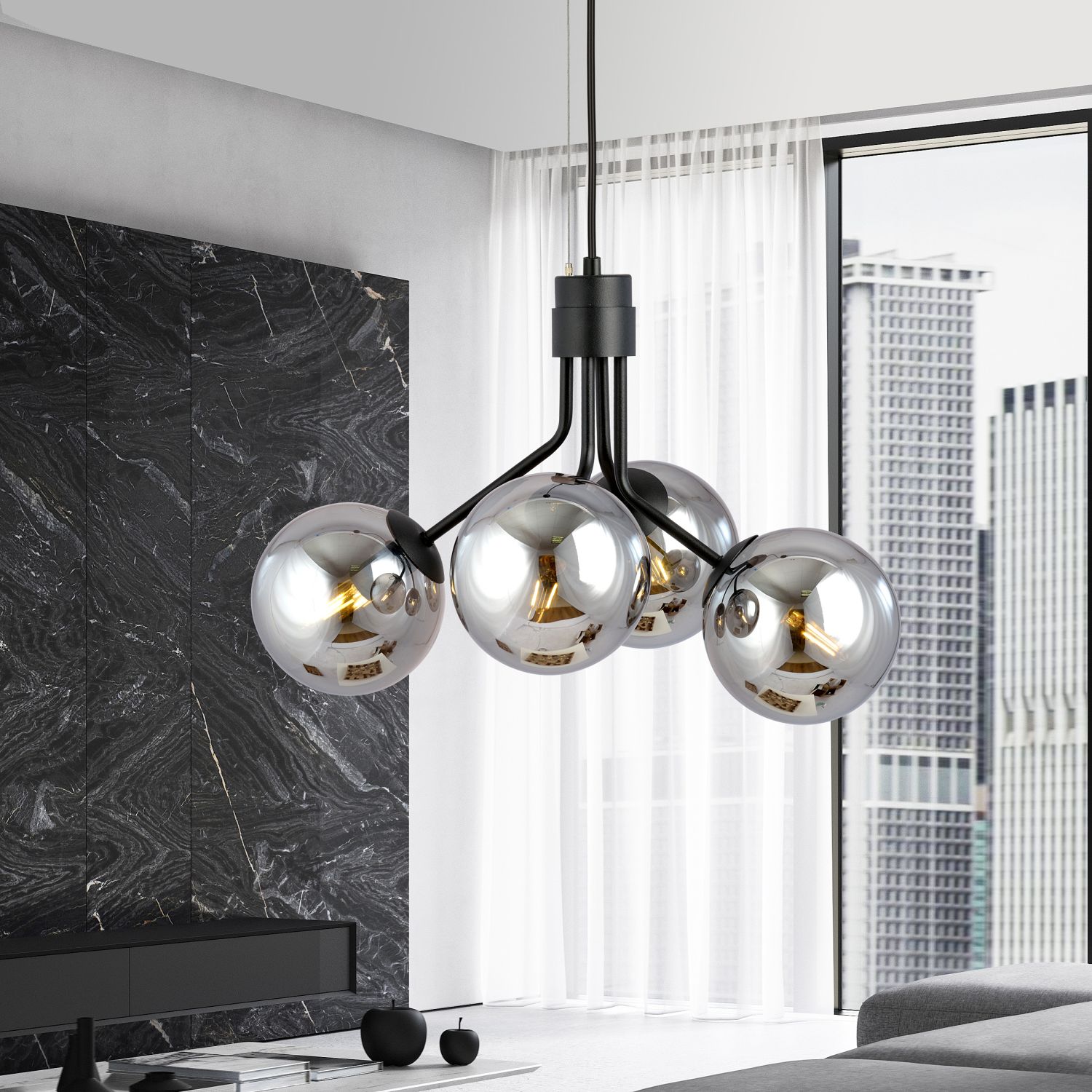 Emibig Nova lampa wisząca 4x10 W czarna-grafitowa 1140/4