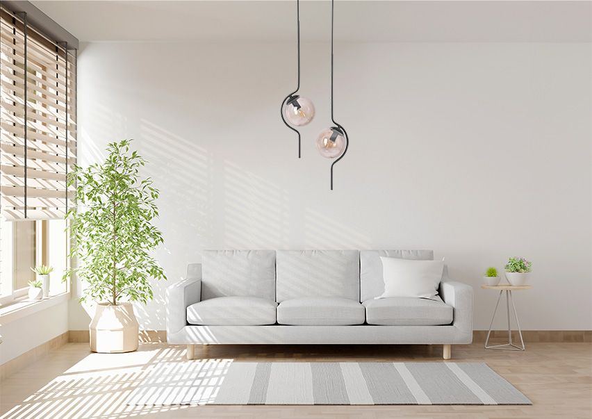Kaja Vela lampa wisząca 2x40 W czarna-bursztynowa K-5337