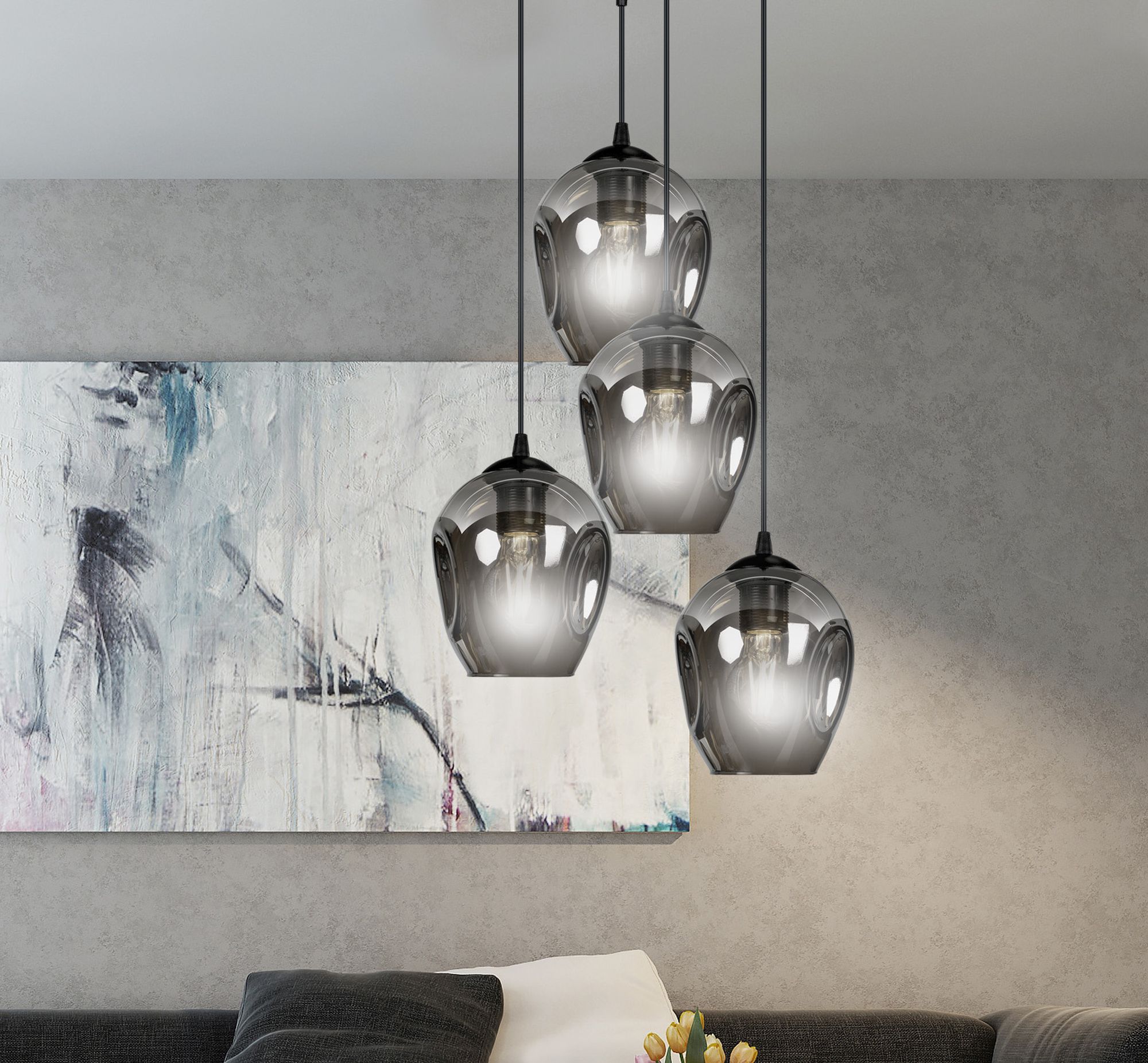 Emibig Istar lampa wisząca 4x15 W czarna-grafitowa 680/4PREM