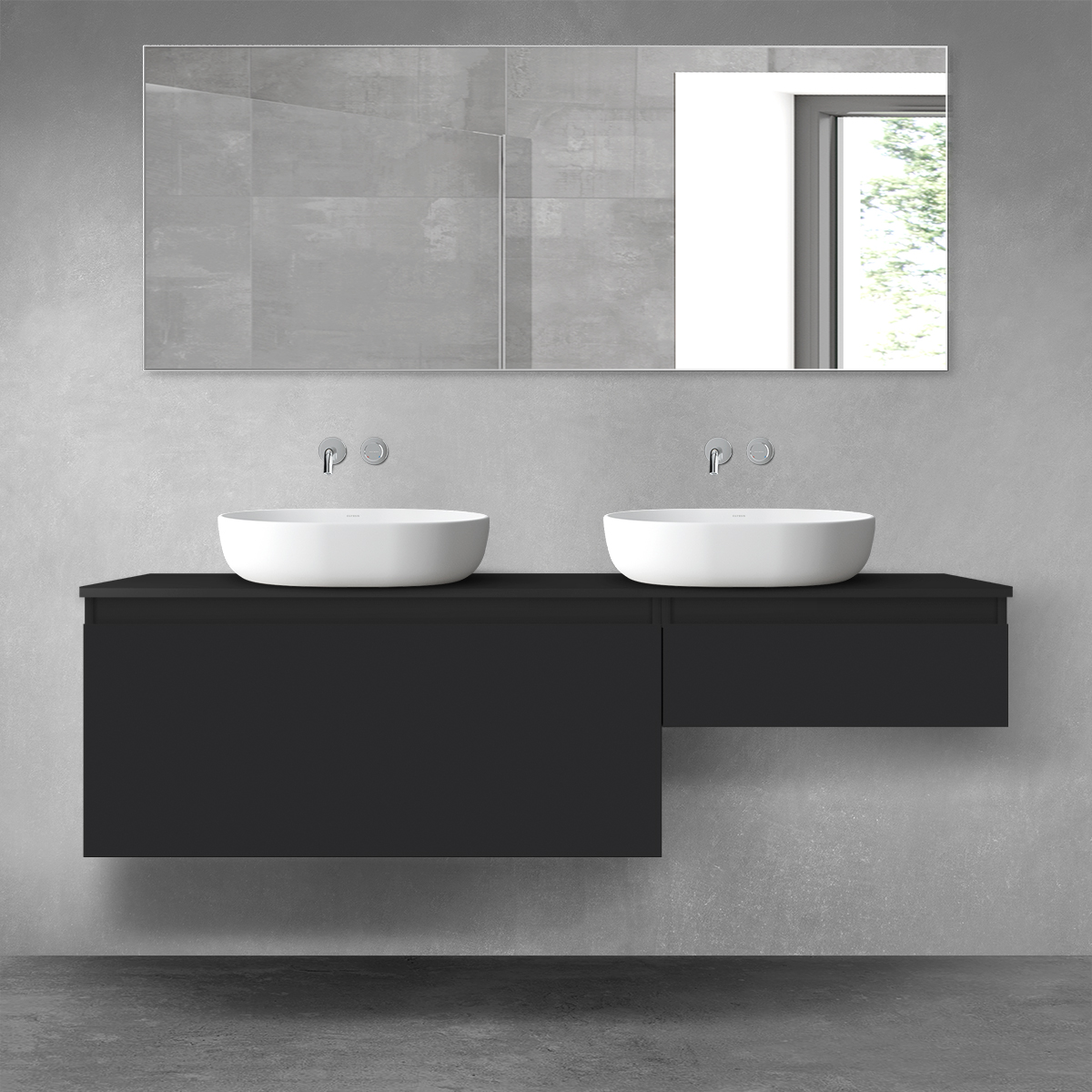 Oltens Vernal zestaw mebli łazienkowych 160 cm z blatem czarny mat 68351300 - Wysyłka w 24h