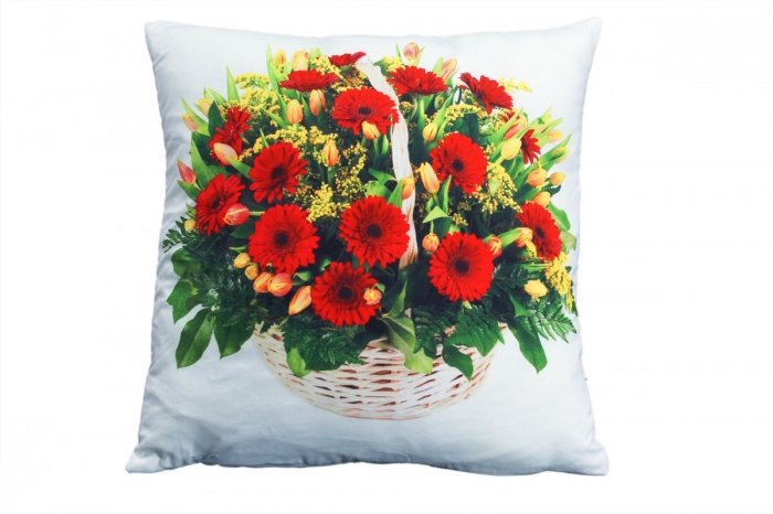 Foto Poszewka na poduszkę z mikrofibry 35x35 wz. 96 kwiatowy koszyk