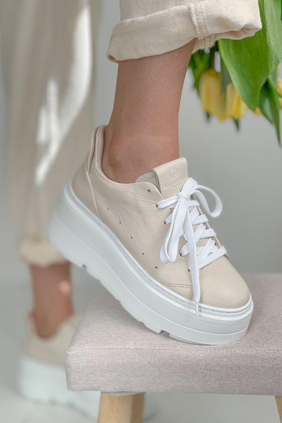 Sneakersy SN33 - 2 Beż lico groch