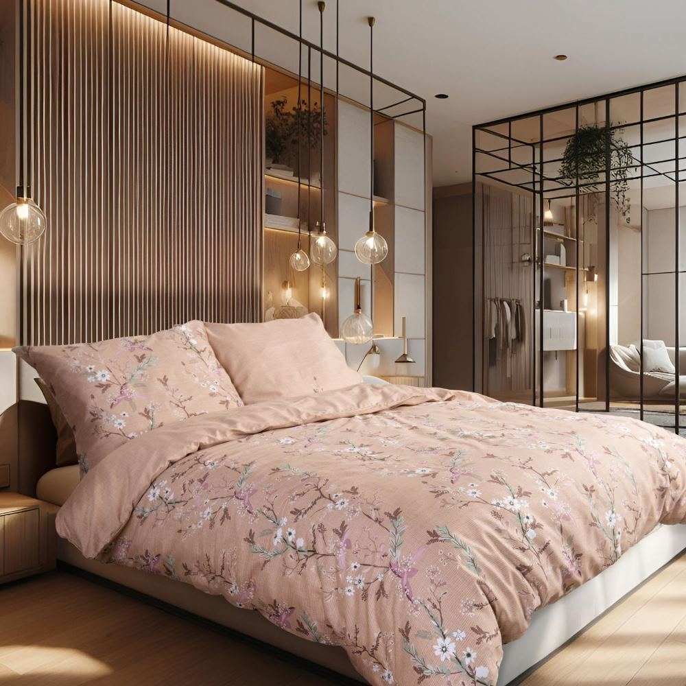 Komplet pościeli 160x200 satyna 100% bawełna Barleta pudrowy róż Exclusive