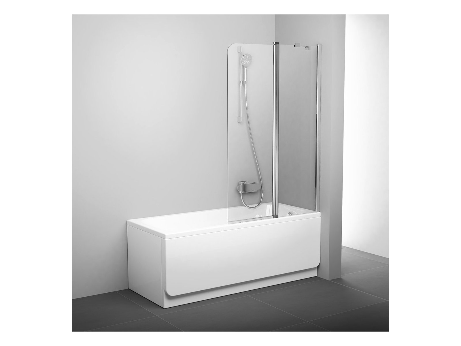 Darmowa Dostawa - Parawan nawannowy 100 cm 2-częściowy aluminium połysk/szkło przezroczyste Ravak Chrome 7QRA0C00Z1