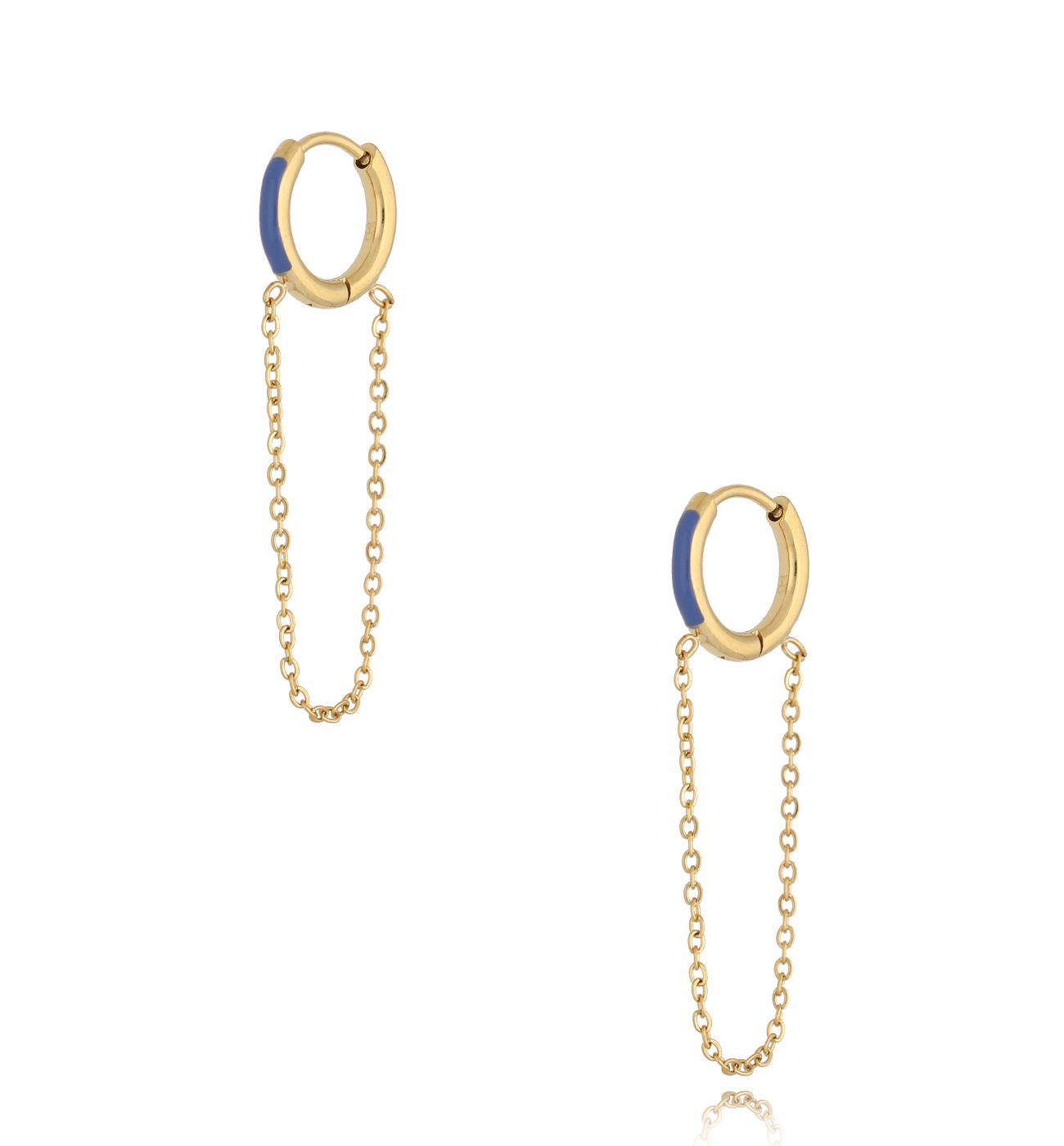 Kolczyki koła z niebieską emalią i łańcuszkiem Enamel Hoops KSA1630