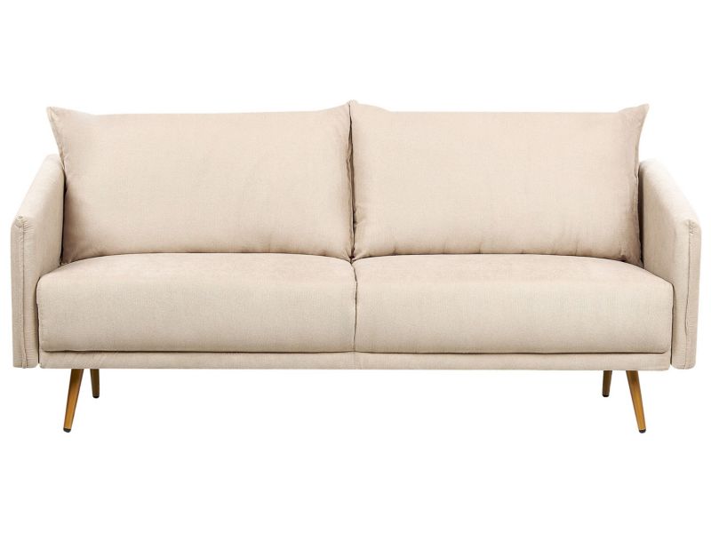 Sofa Maura Welur Beżowy dla 3 osób 1 szt.
