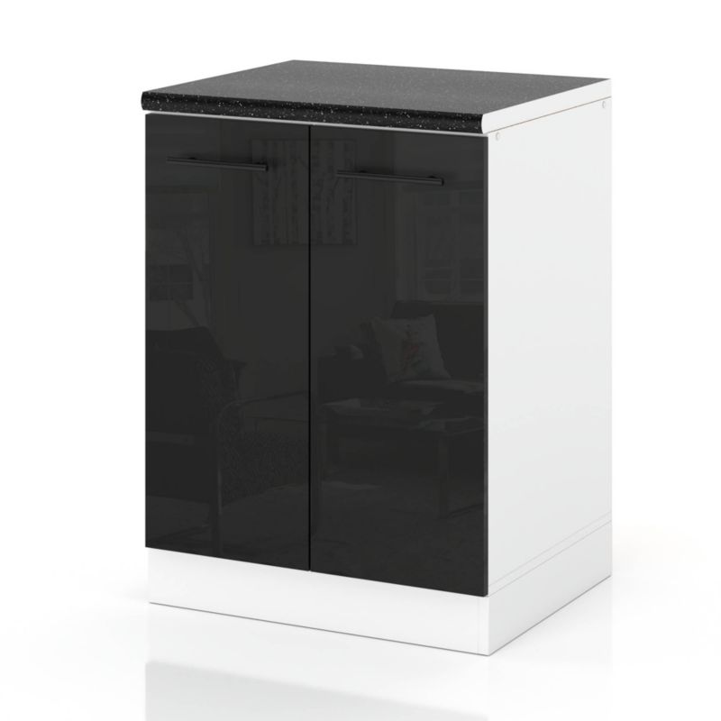 Szafka Kuchenna Hurtownia-Mebli Stojąca D60 sPremium 60cm Biały Mat Czarny Połysk 60x52x85 cm 1szt.
