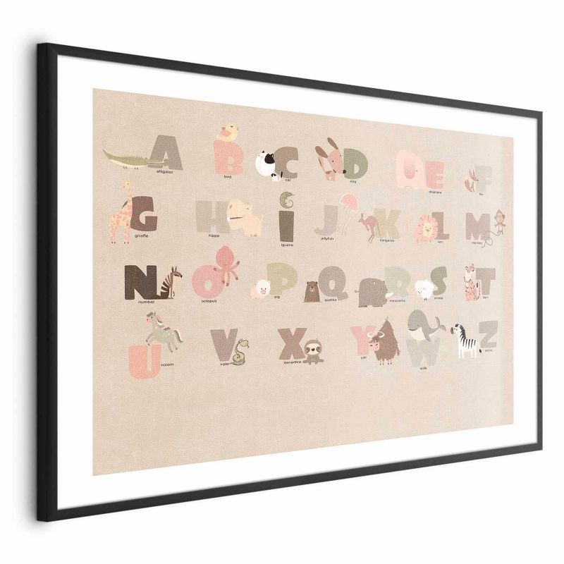 Plakat Artgeist Beżowe abecadło 90x60 cm z ramą czarną 1 szt