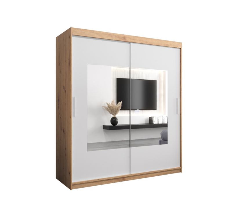 Szafa przesuwna Garderoba Abiks TORINO 180 dąb artisan + biały mat 1 szt.