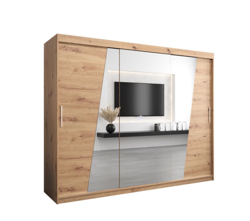 Szafa przesuwna Garderoba Abiks RHOMB 250 dąb artisan + dąb artisan 1 szt.
