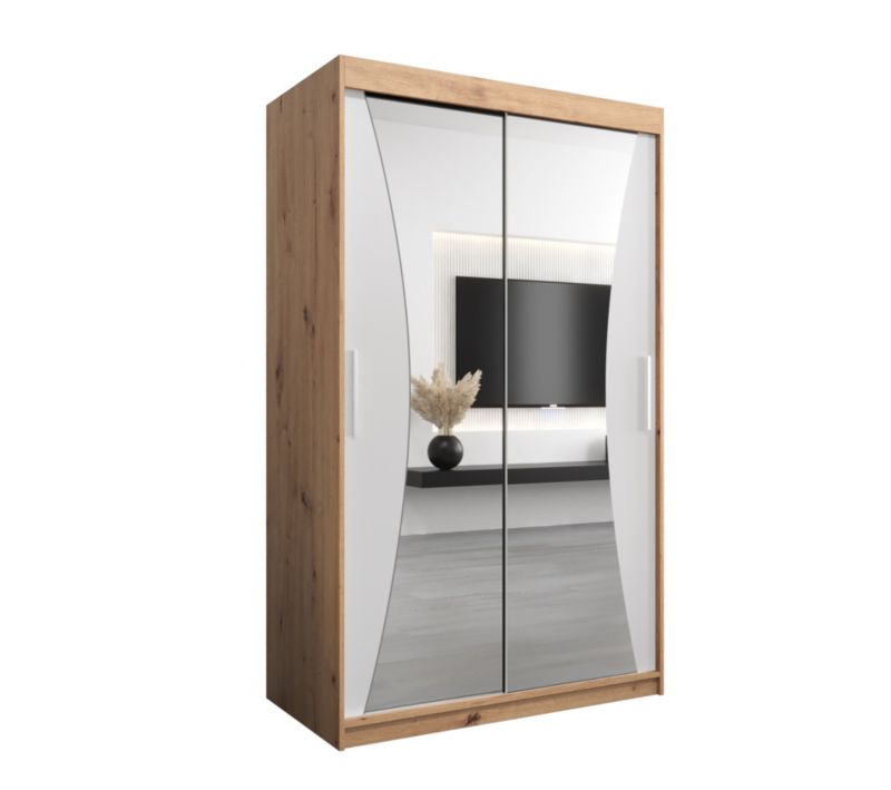 Szafa przesuwna Garderoba Abiks MONACO 120 dąb artisan + biały mat 1 szt.