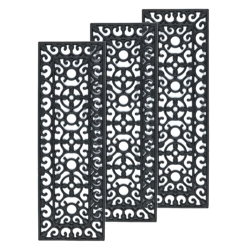 Wycieraczka nakładka na schody gumowa ażurowa e-floor 25 x 75 cm czarna 3 szt
