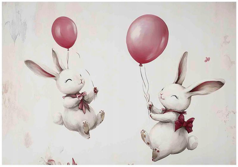 Tapeta Dla Dzieci Króliki Balony WALLARENA 400x280 cm Fototapeta Dziecięca Na Flizelinie 1 szt.