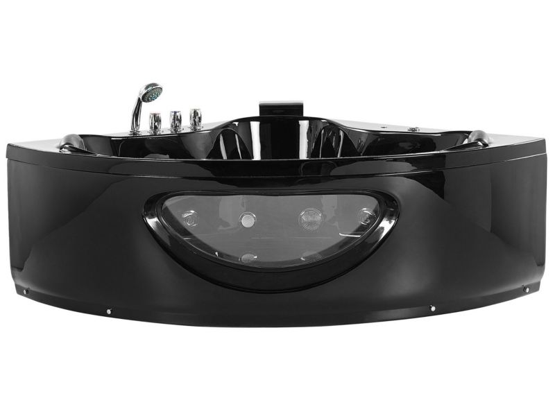 Wanna narożna z hydromasażem LED Tocoa 190 x 150 cm Czarny 1 szt.