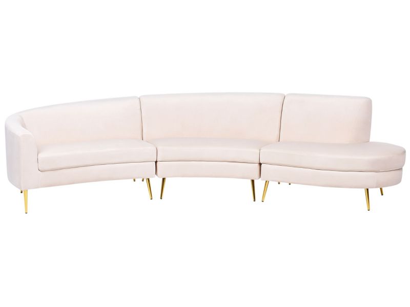 Sofa półokrągła Moss Welur Jasnobeżowy dla 4 osób 1 szt.