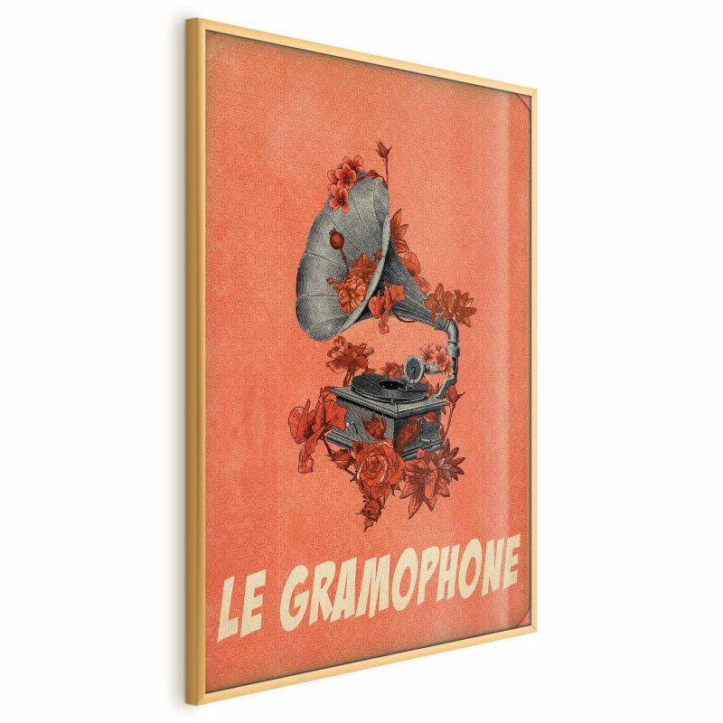 Plakat Artgeist Gramofon 60x90 cm z ramą złotą 1 szt