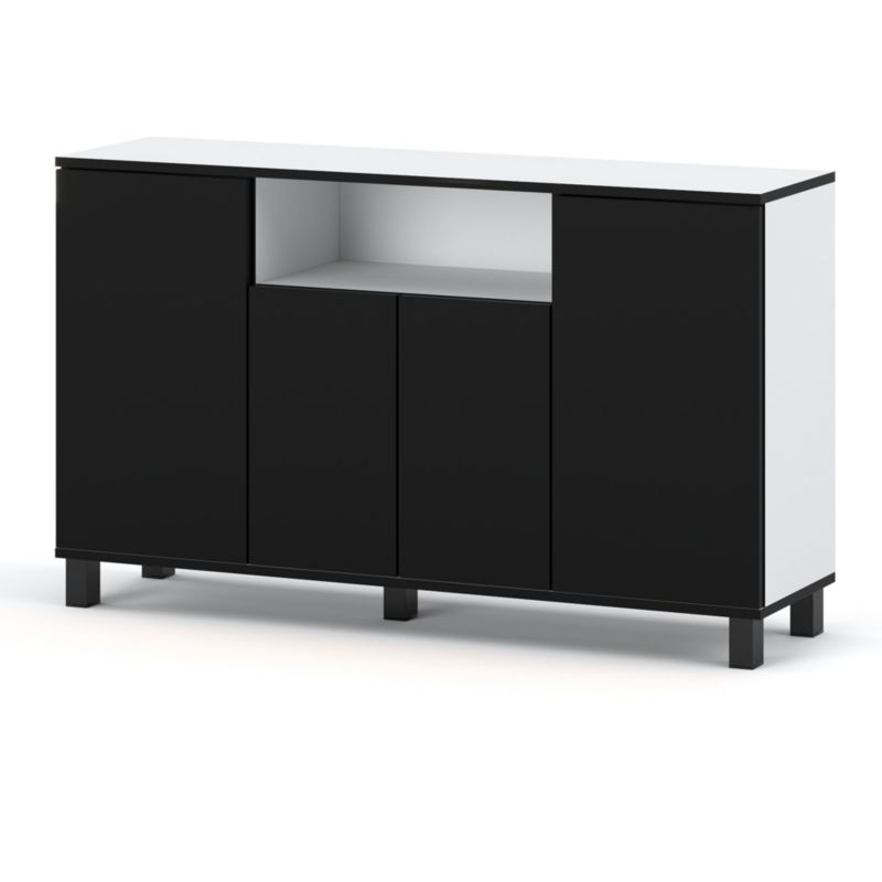 Komoda Hurtownia-Mebli 4 Drzwi Bruno 140cm Biały Mat Czarny Mat 140x35x80 cm 1szt.