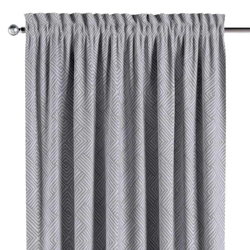 Zasłona na kanale z grzywką 1 szt. 130 x 245 cm Dekoria szare wzory geometryczne 1 szt.