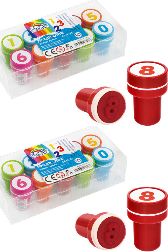 2x Pieczątki cyferki Fiorello GR-FC10, 10 sztuk, mix kolorów