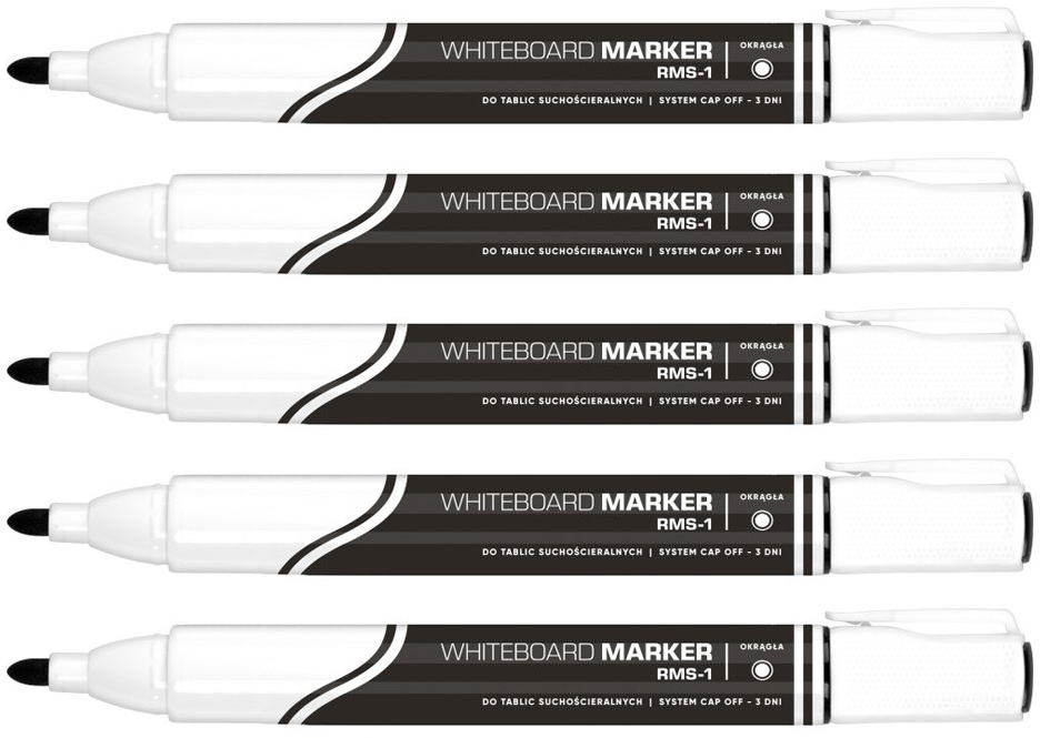 5x marker suchościeralny Rystor RMS-1, okrągła, 4mm, czarny