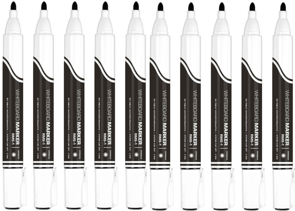 10x Marker suchościeralny Rystor RMS-1, okrągła, 4mm, czarny