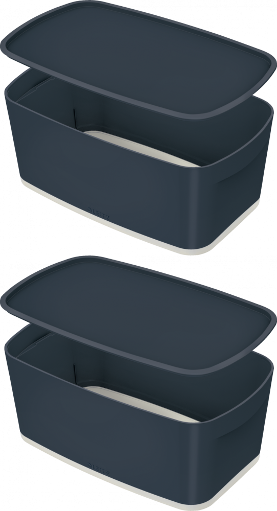 2x Pojemnik z pokrywką Leitz MyBox Cosy, mały, 318x128x191mm, 5l, szary