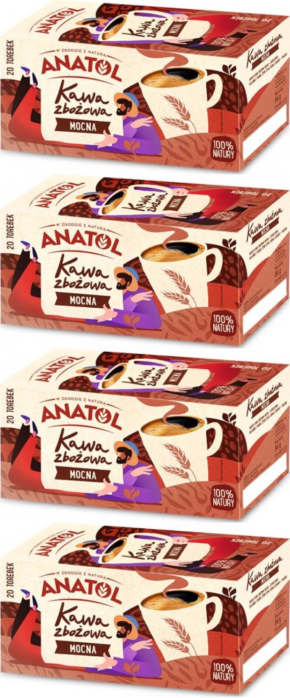 4x Kawa zbożowa Anatol Mocna, w torebkach, 20 sztuk x 4.2g