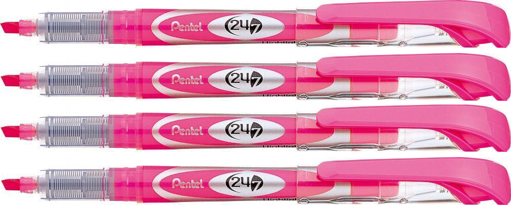 4x zakreślacz Pentel SL12, z płynnym tuszem, ścięta, 3.7mm, różowy