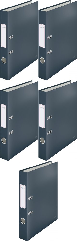 5x Segregator A4 Leitz 180°Cosy Soft Touch, 50mm, do 350 kartek, szary