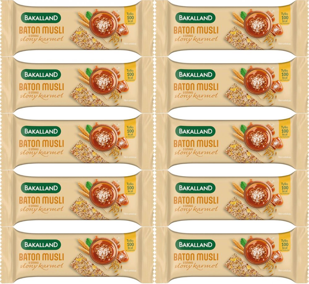 10x Baton zbożowy musli Bakalland, słony karmel, 30g