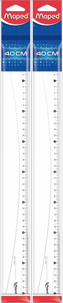 2x Linijka Maped Classic, 40cm, transparentny