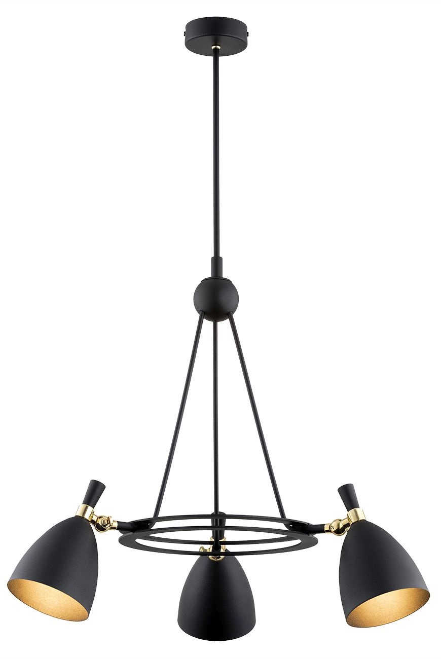 Argon Charlotte lampa wisząca 3x15W czarna struktura/mosiądz 6149
