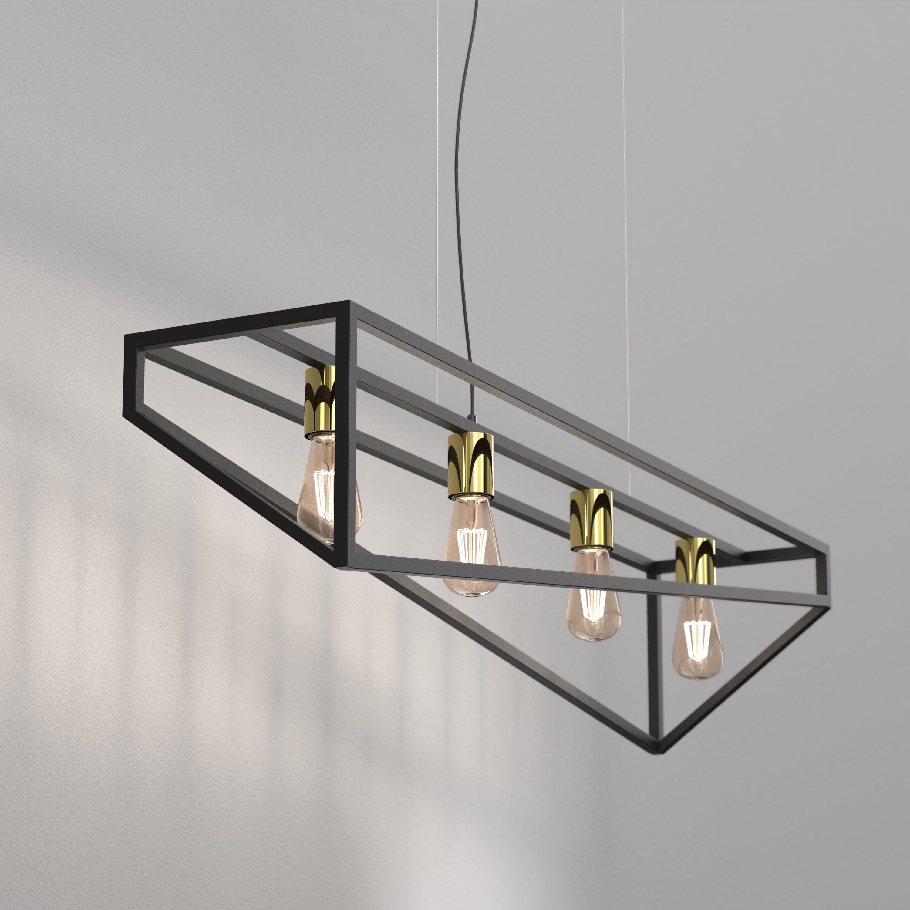 Luminex Gote lampa wisząca 4x60 W czarna-złota 0121