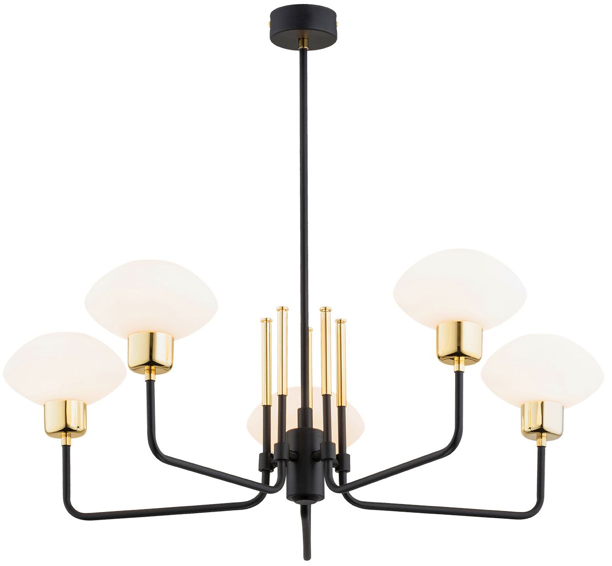 Argon Ravello lampa wisząca 5x15W opal mat//czarna struktura/mosiądz 2128