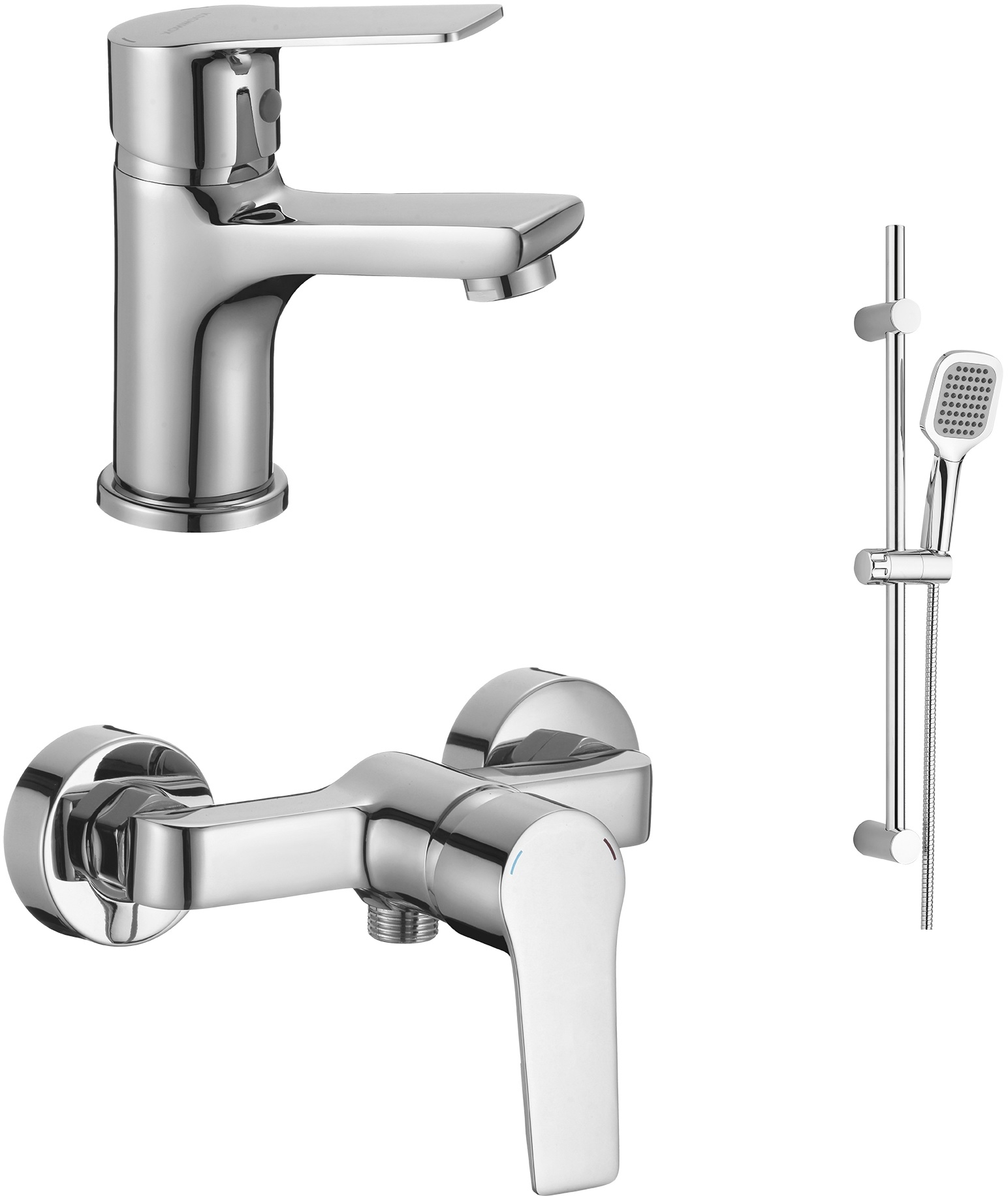 Kuchinox Borgo zestaw bateria umywalkowa i prysznicowa z kompletem natryskowym chrom BKBA041D