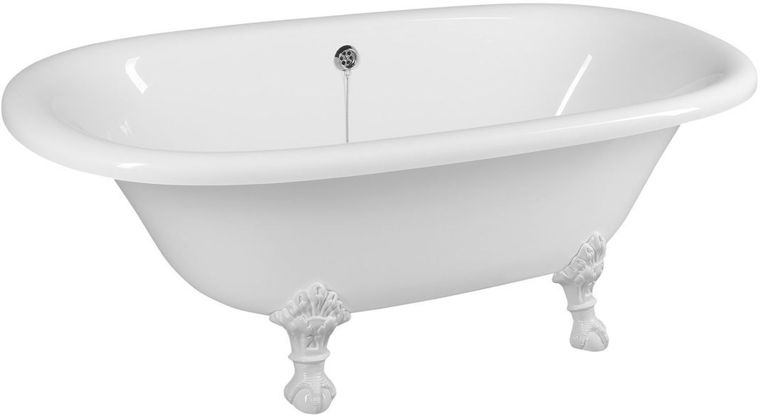 Polysan Regata wanna wolnostojąca 175x85 cm owalna biała z łapami białymi 10221