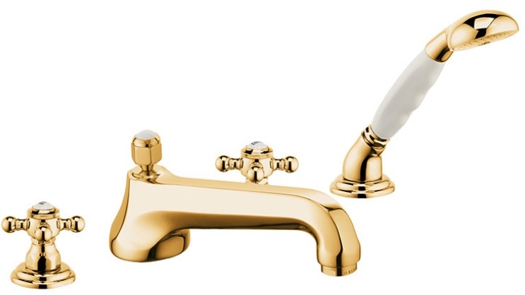 Kludi 1926 bateria wannowo-prysznicowa 4-otworowa pozłacana 515254520