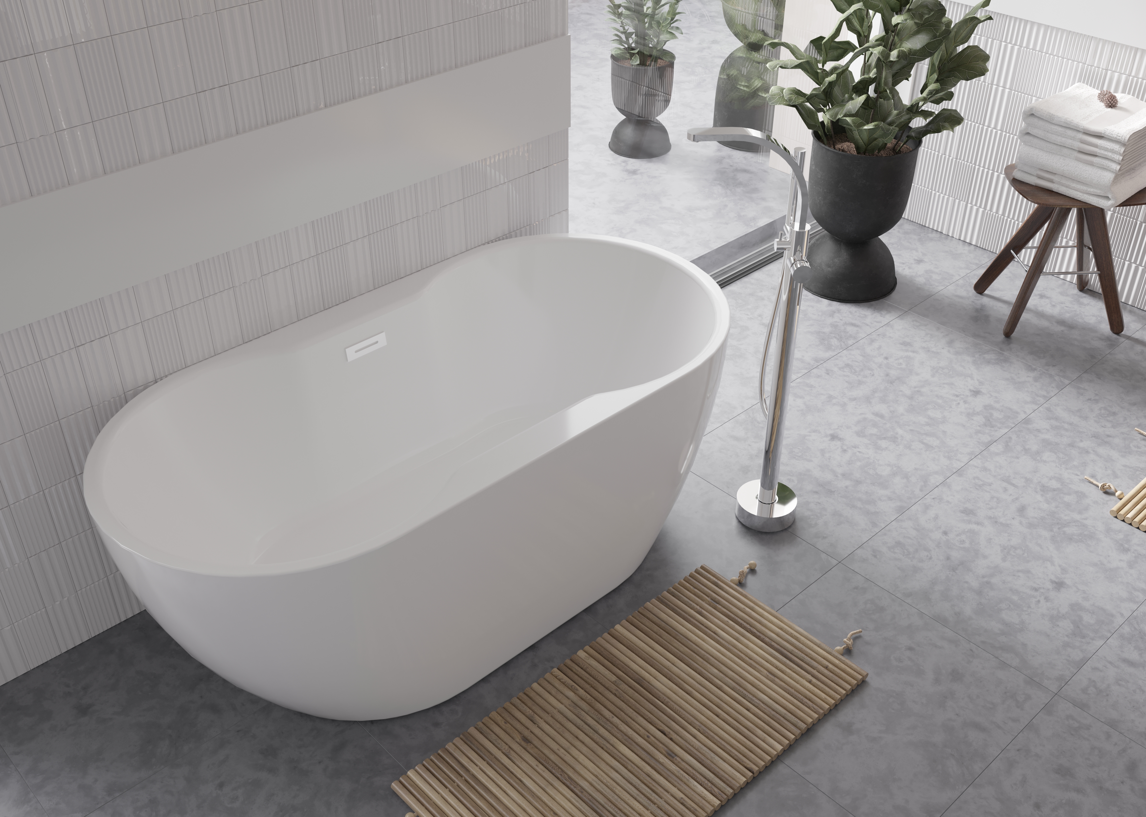 Besco Navia wanna wolnostojąca 160x80 cm biała/maskownice chrom #WAS-160-N