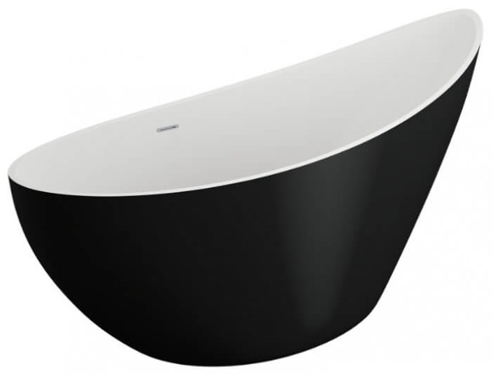 Polimat Zoe wanna wolnostojąca 180x80 cm akrylowa biały/czarny mat 00332