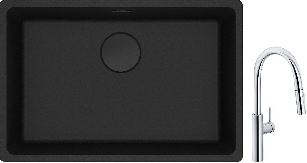 Franke Maris MRG 110-62 zlewozmywak 62x40 cm Fragranite czarny mat z baterią kuchenną Pescara L Slide-In chrom (1250697758, 1150538940)